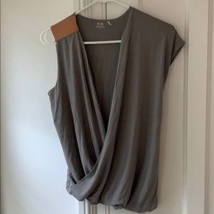 Super cute grey wrap sleeveless top Saks 9/15